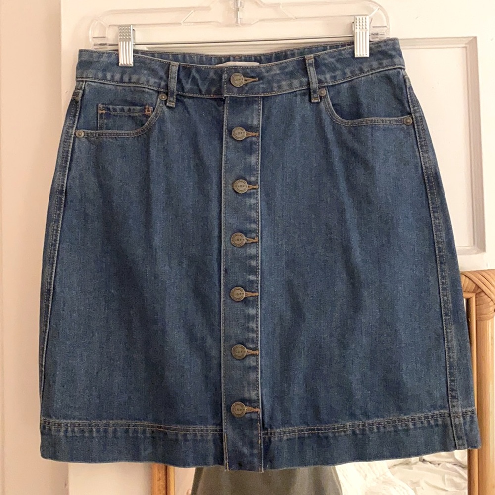 Size 4 - Jean Skirt with Buttons Down the Front - LOFT